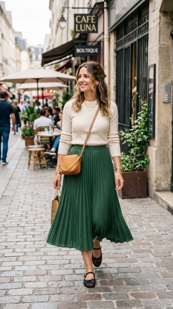 Pleated Midi Skirt