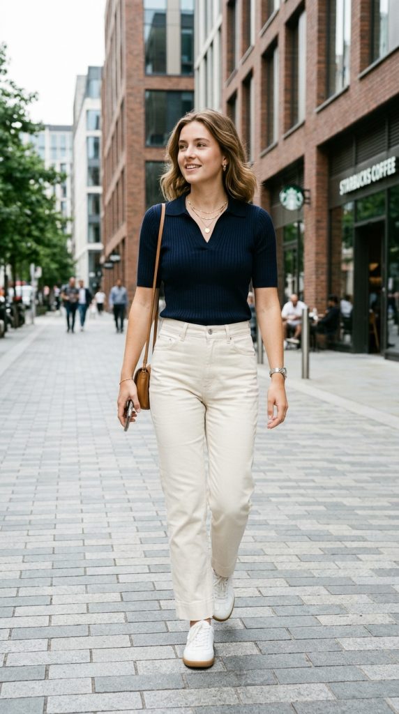  Polo Knit and Straight-Leg Pants