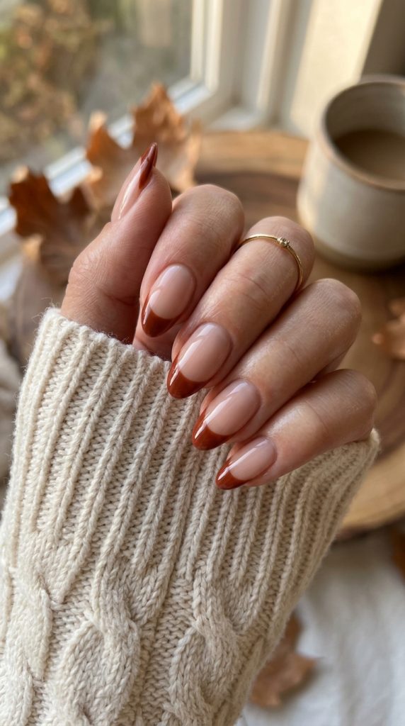 Rust Red French Tips