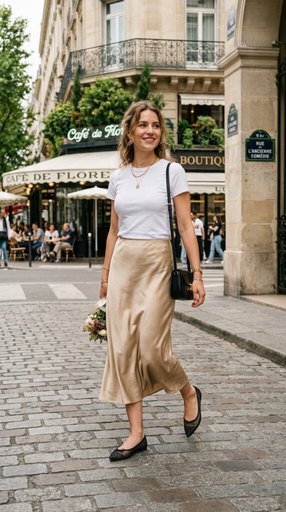 Satin Midi Skirt