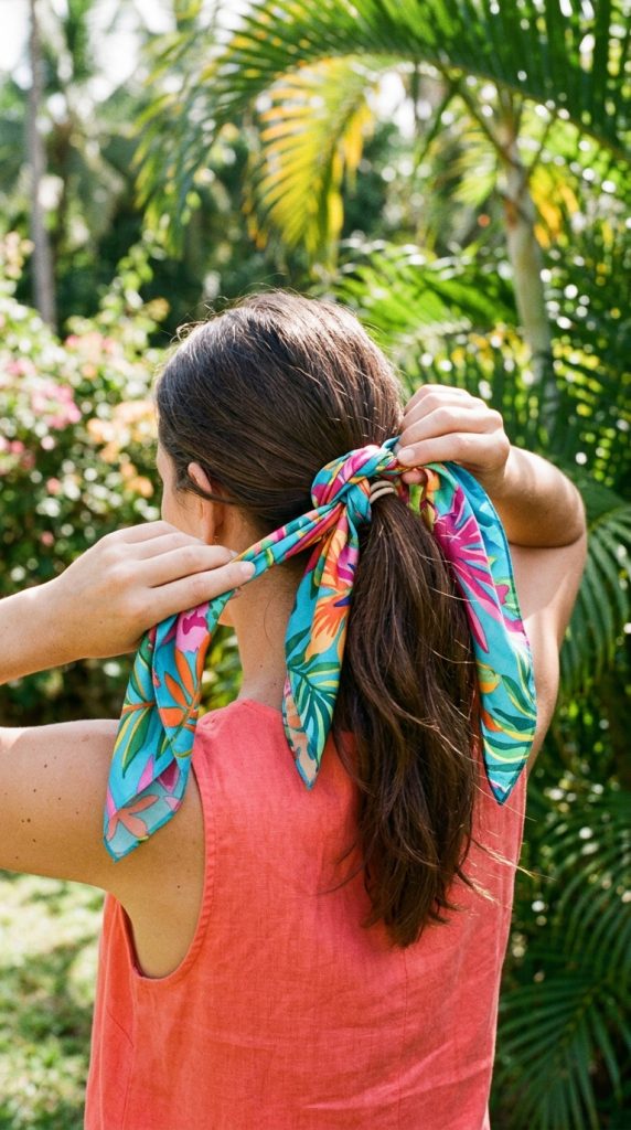 Scarf-Wrapped Ponytail