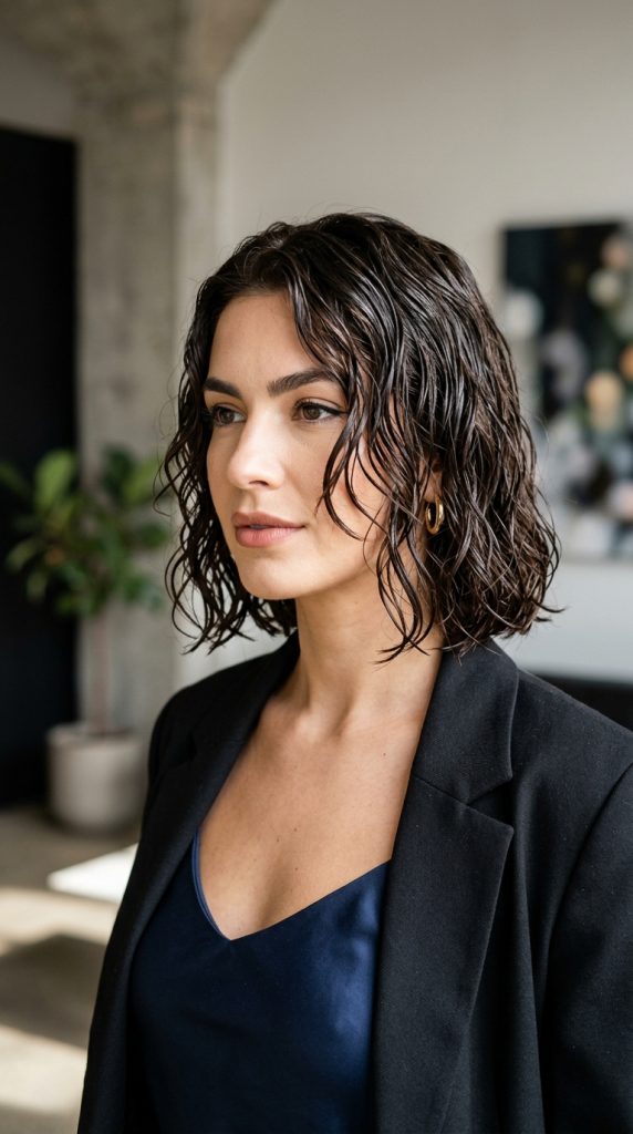 Short Bob Wet Waves