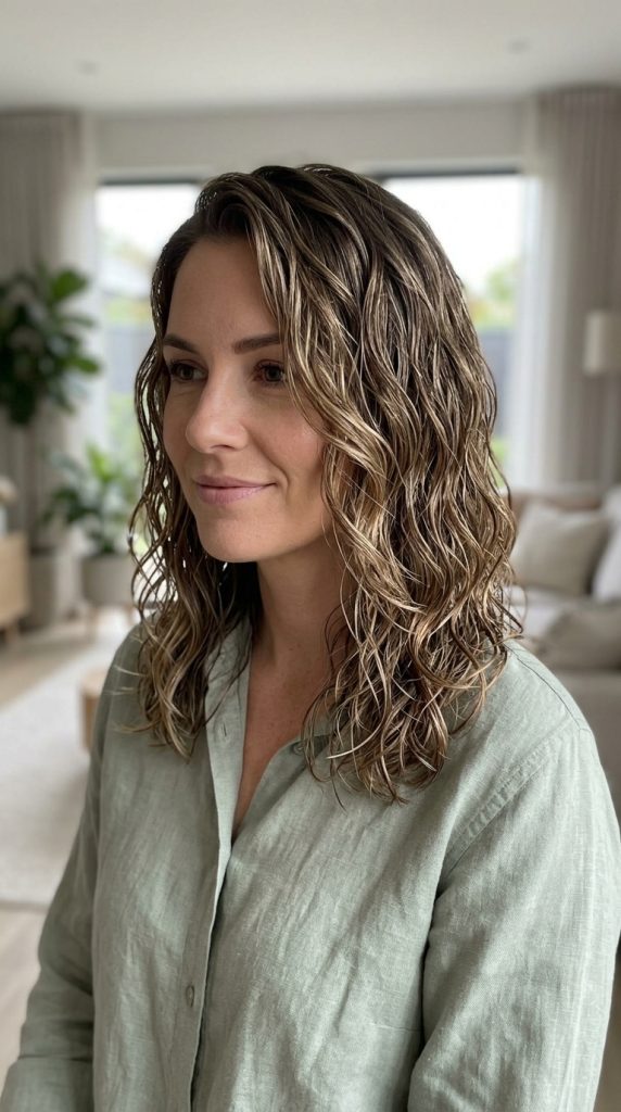 Shoulder-Length Wet Waves