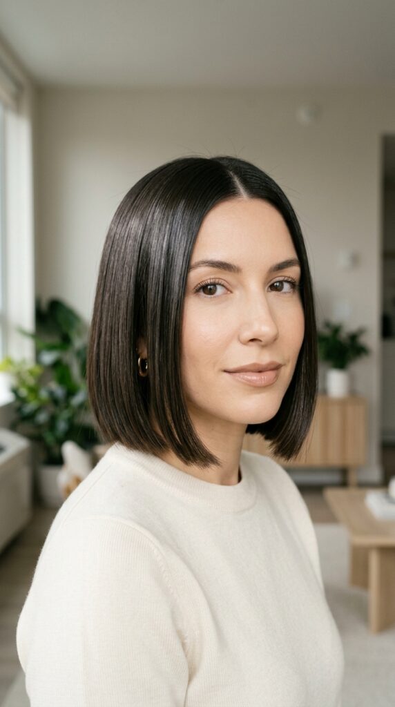 Sleek Middle-Part Bob