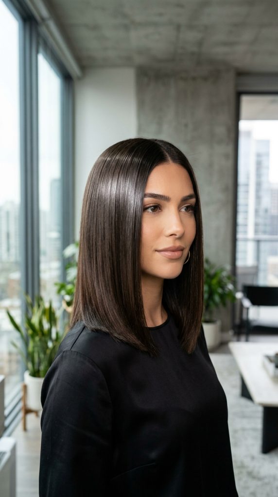Sleek Straight Espresso Hair