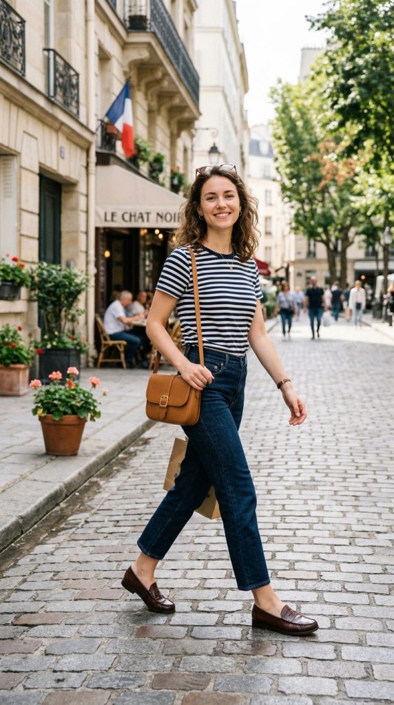  Striped Tee and Cropped Jeans