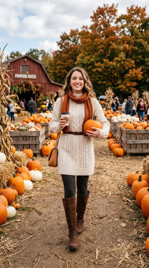 Sweater Dress with Knee-High Boots