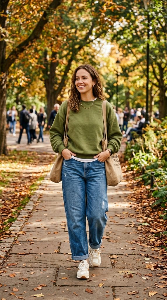 Sweatshirt with Wide-Leg Jeans