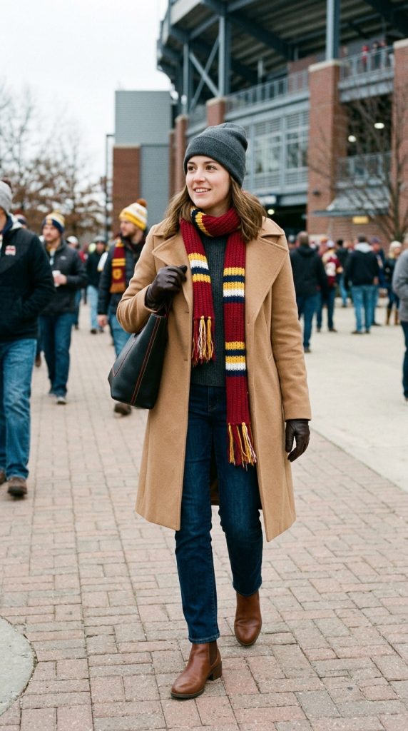 Team Scarf with a Neutral Coat