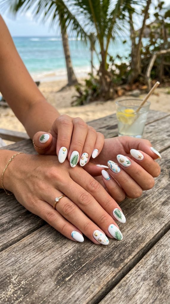  Tropical White Nail Art