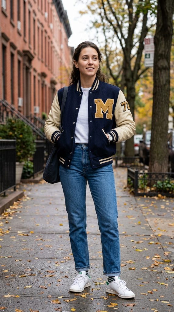 Varsity Jacket with Jeans