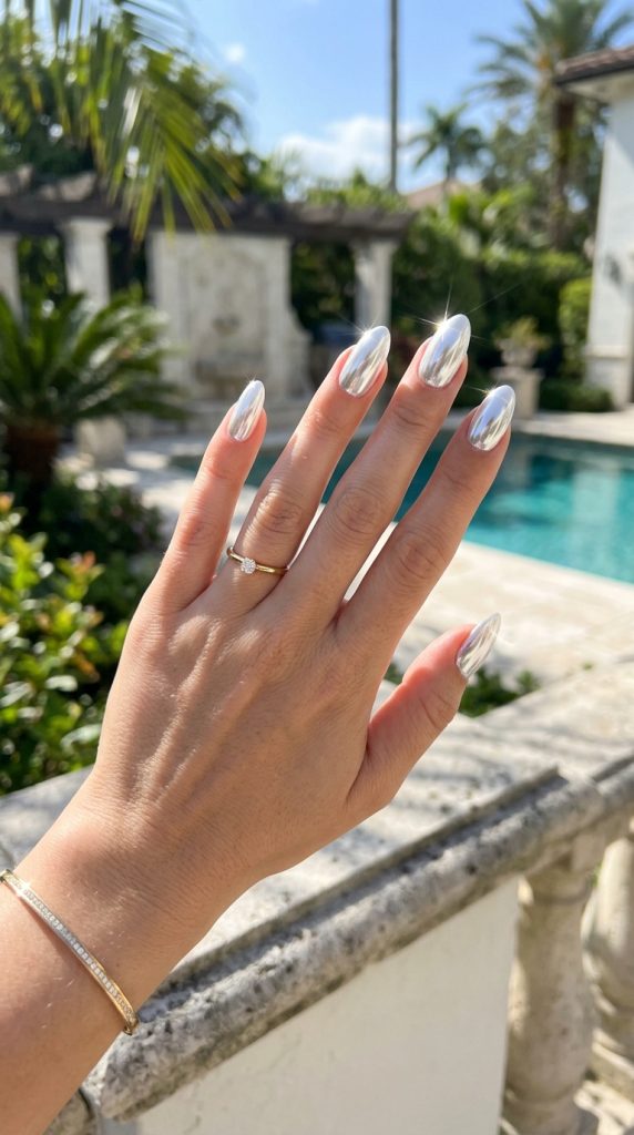 White Chrome Nails
