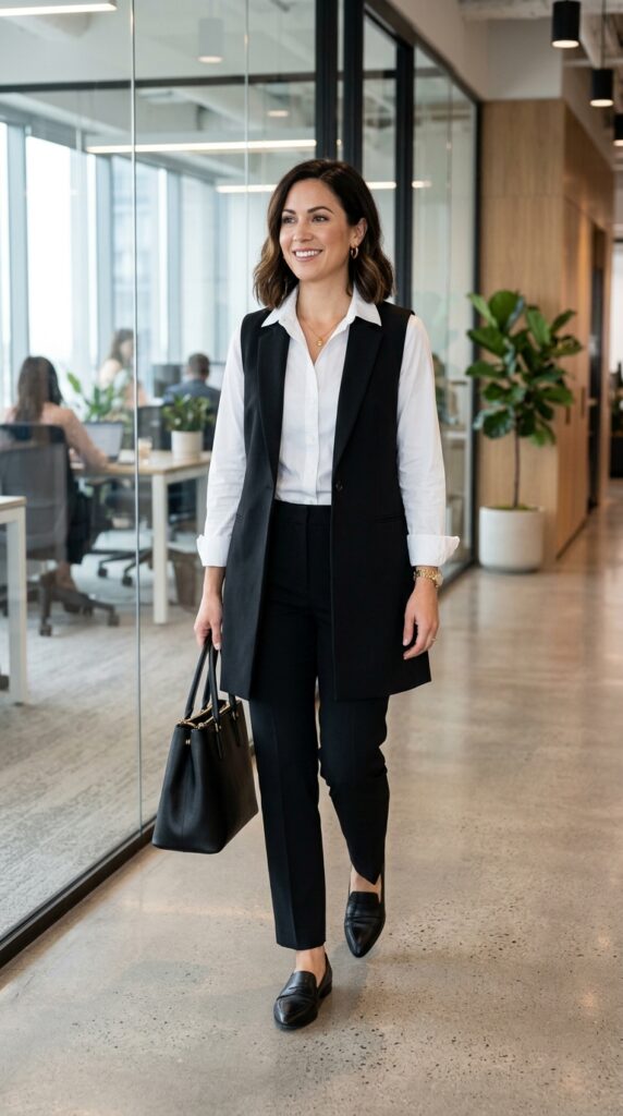 White Shirt and Black Vest