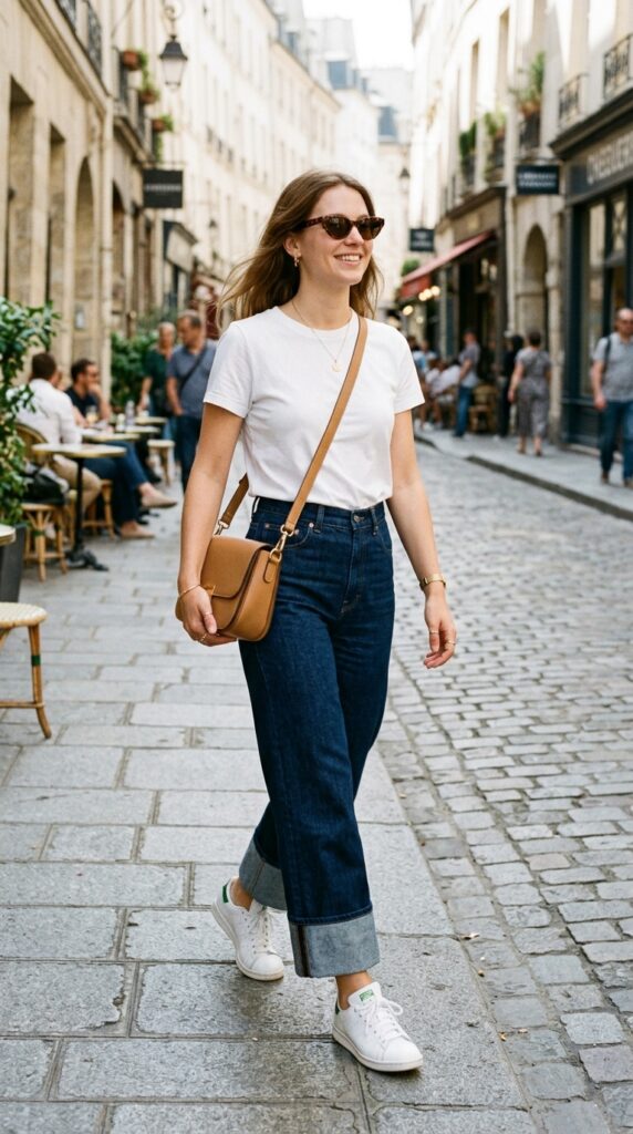 White Tee and Sneakers