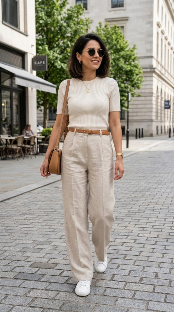Wide-Leg Trousers with a Fitted Top