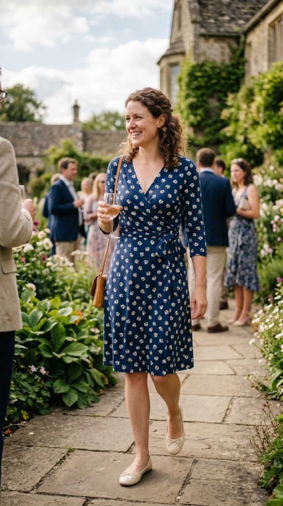 Wrap Dress and Ballet Flats