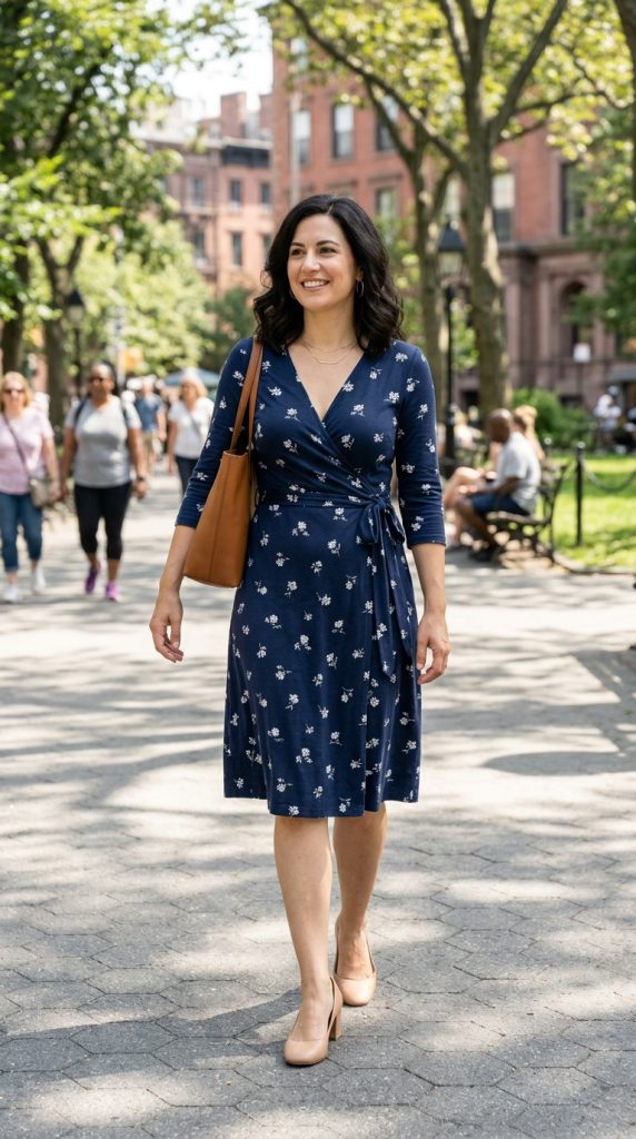 Wrap Dress with Nude Heels