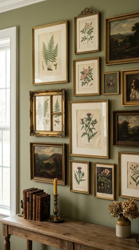 Antique Brass Frames With Vintage Art