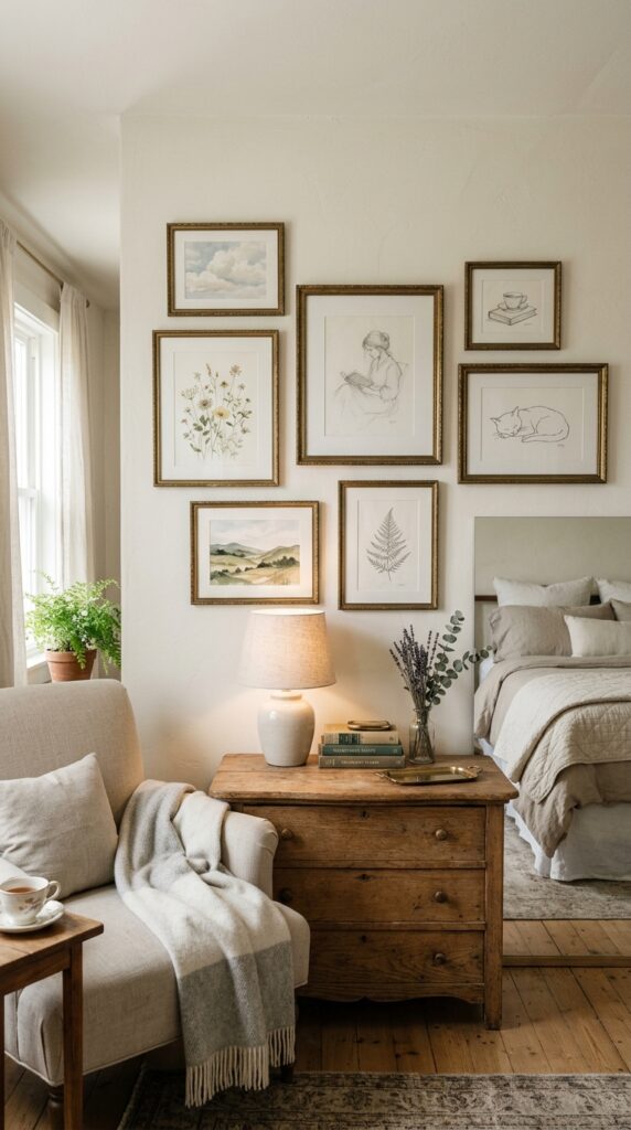 Antique Brass Gallery in the Bedroom