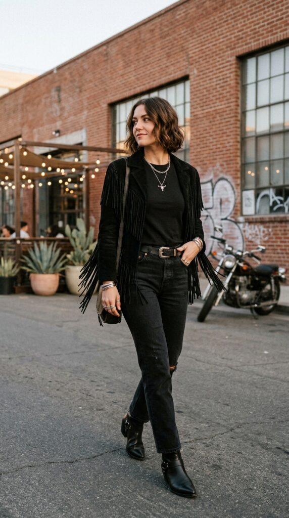 Black Suede Fringe Jacket