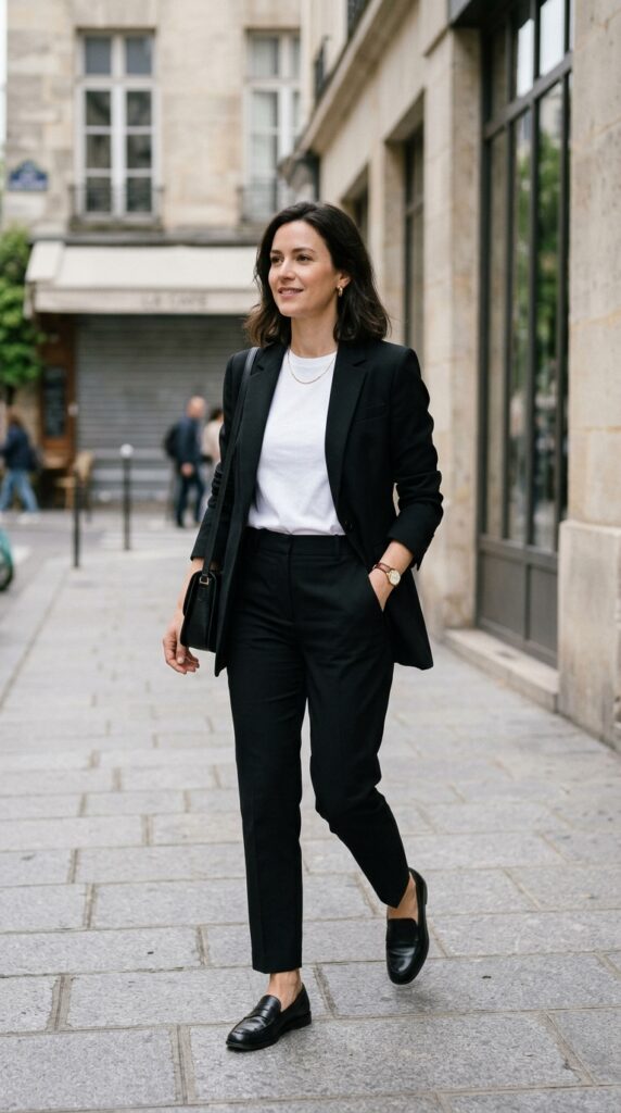 Black Trousers and a White T-Shirt