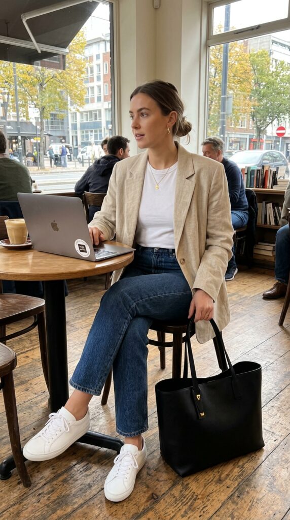 Blazer and Straight-Leg Jeans