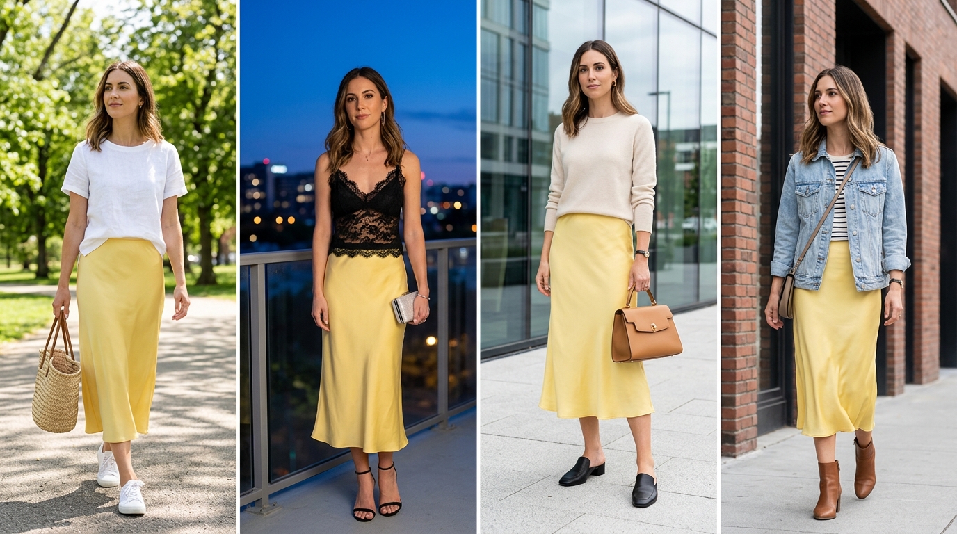 Butter Yellow Silk Skirt Ideas