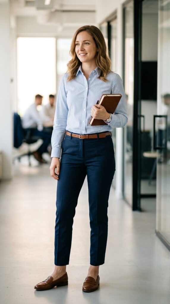 Button-Down Shirt with Tailored Trousers