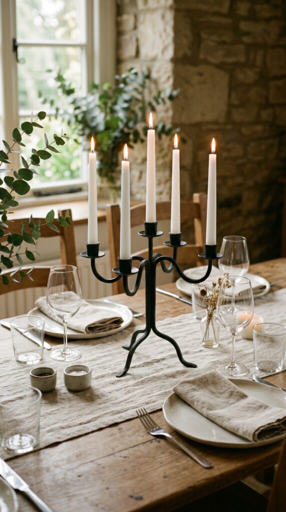 Candelabra With White Taper Candles