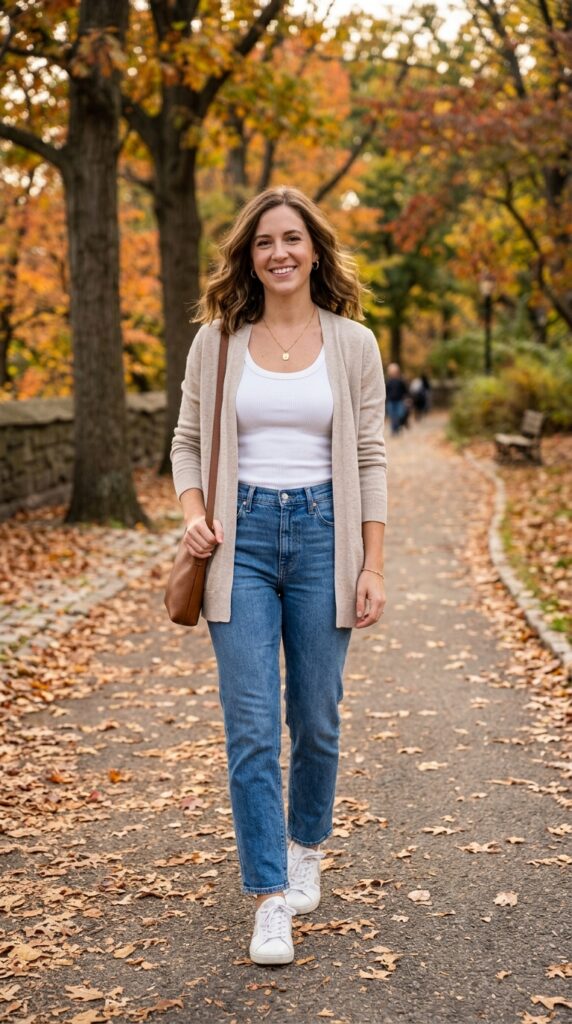 Cardigan with a Basic Tank
