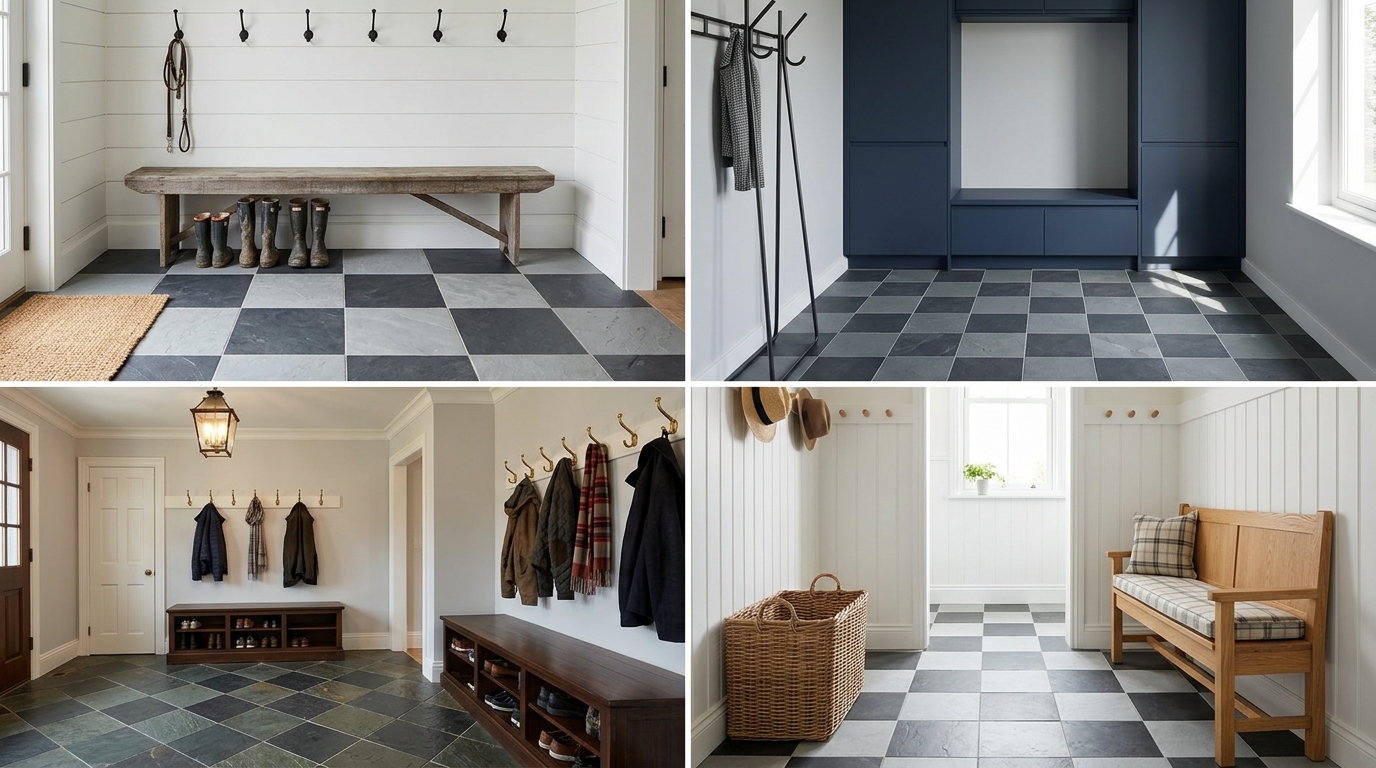 Checkerboard Slate Mudroom Floor Ideas