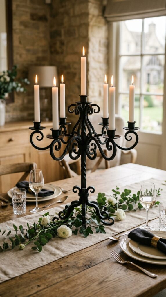 Classic Black Wrought Iron Candelabra