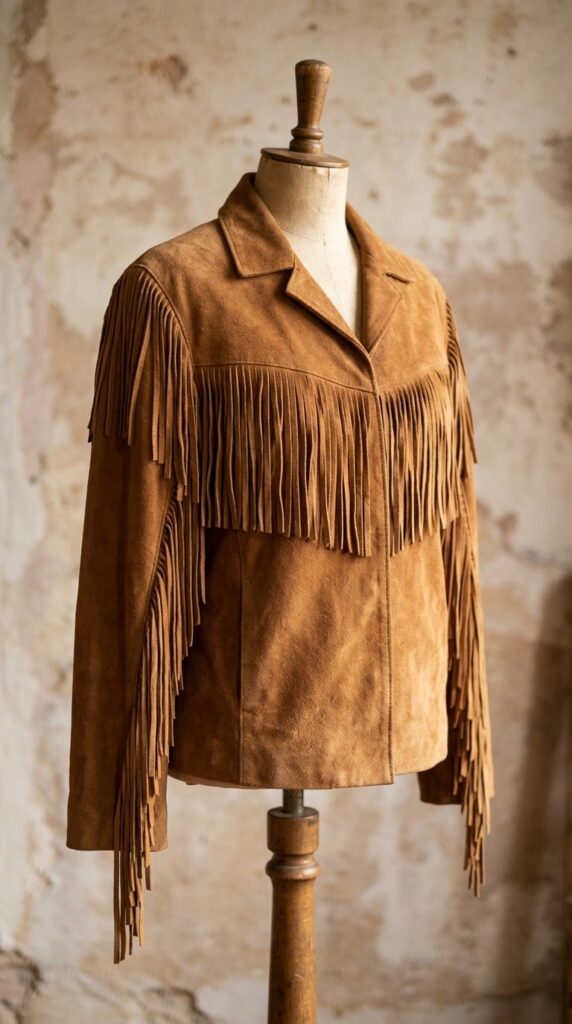 Classic Brown Suede Fringe Jacket