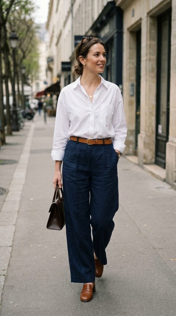 Crisp Shirt and Wide-Leg Trousers