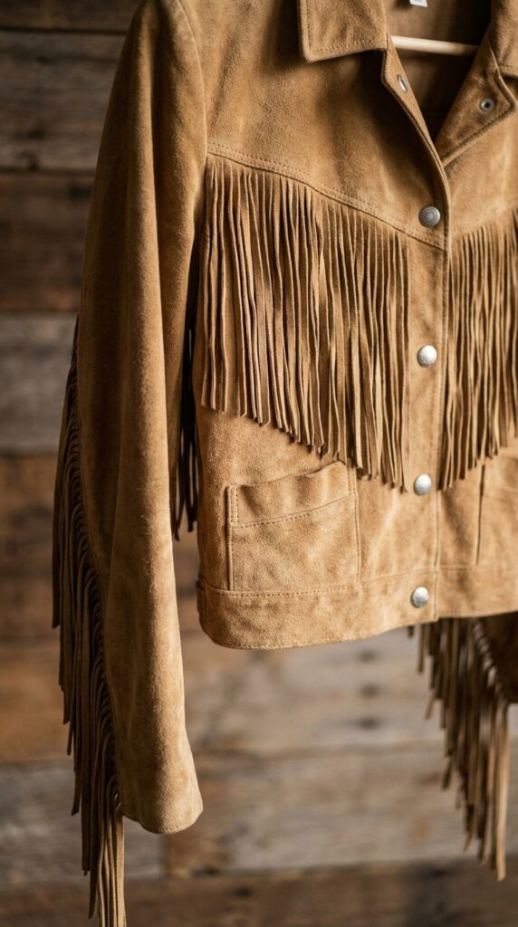 Cropped Suede Fringe Jacket