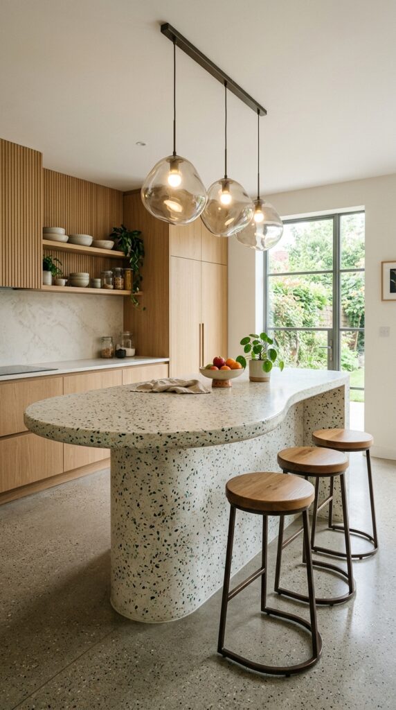 Curved Terrazzo Kitchen Island