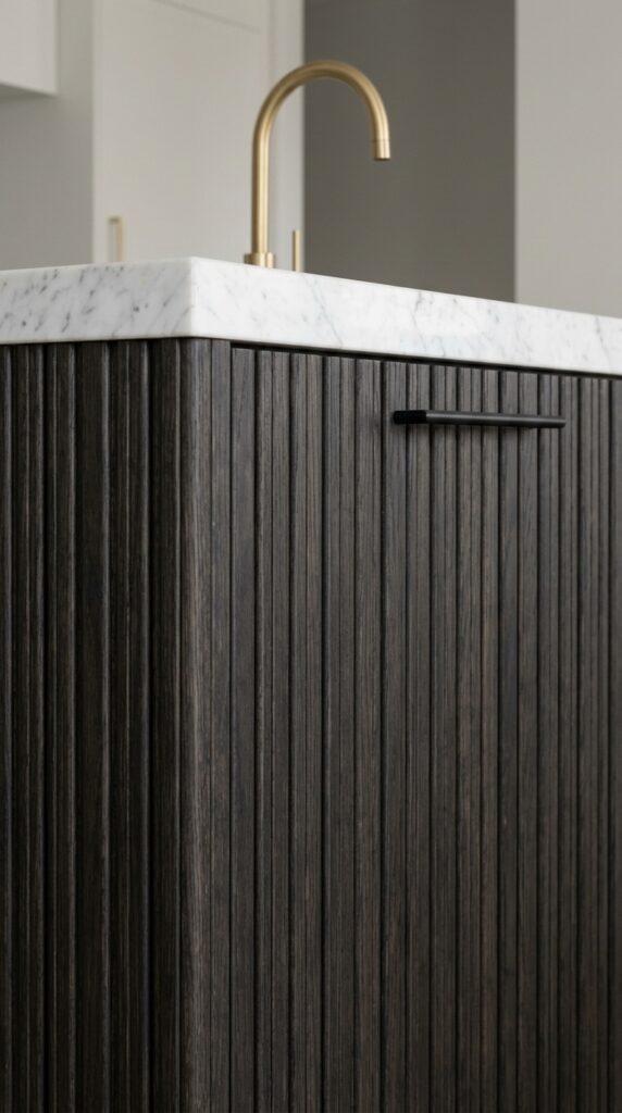 Dark Wood Fluted Island