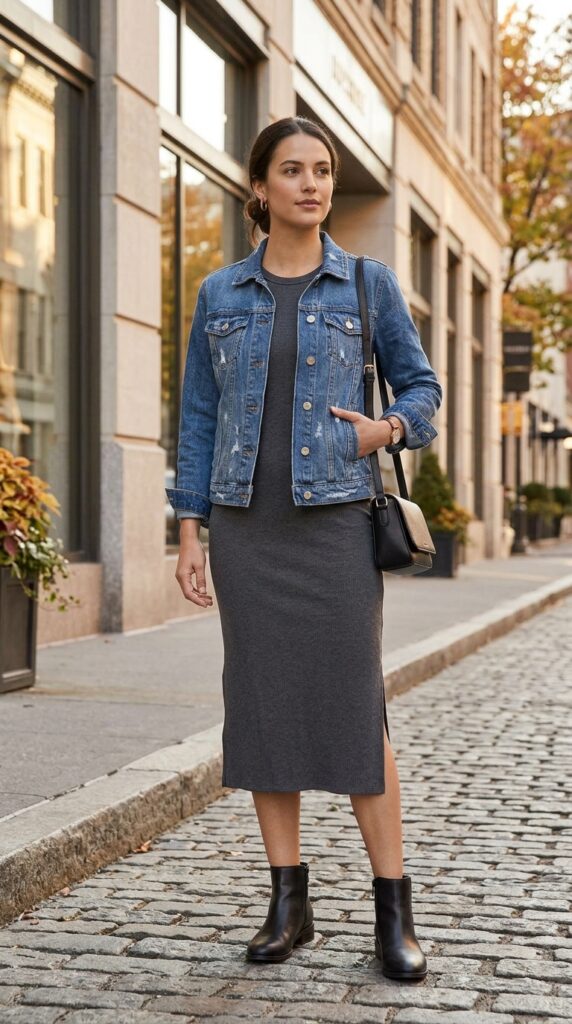 Denim Jacket and Midi Dress