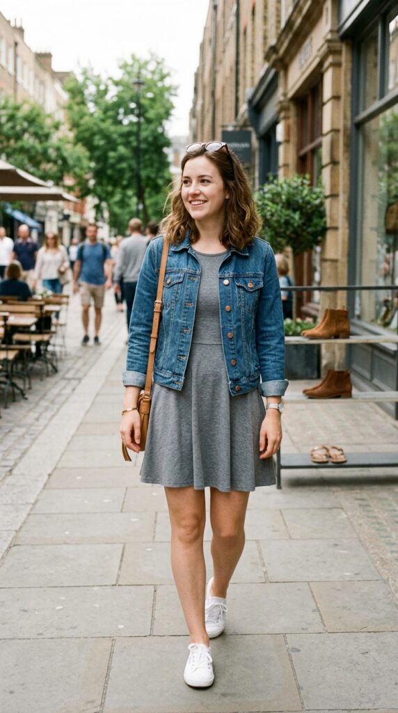 Denim Jacket with a Basic Dress