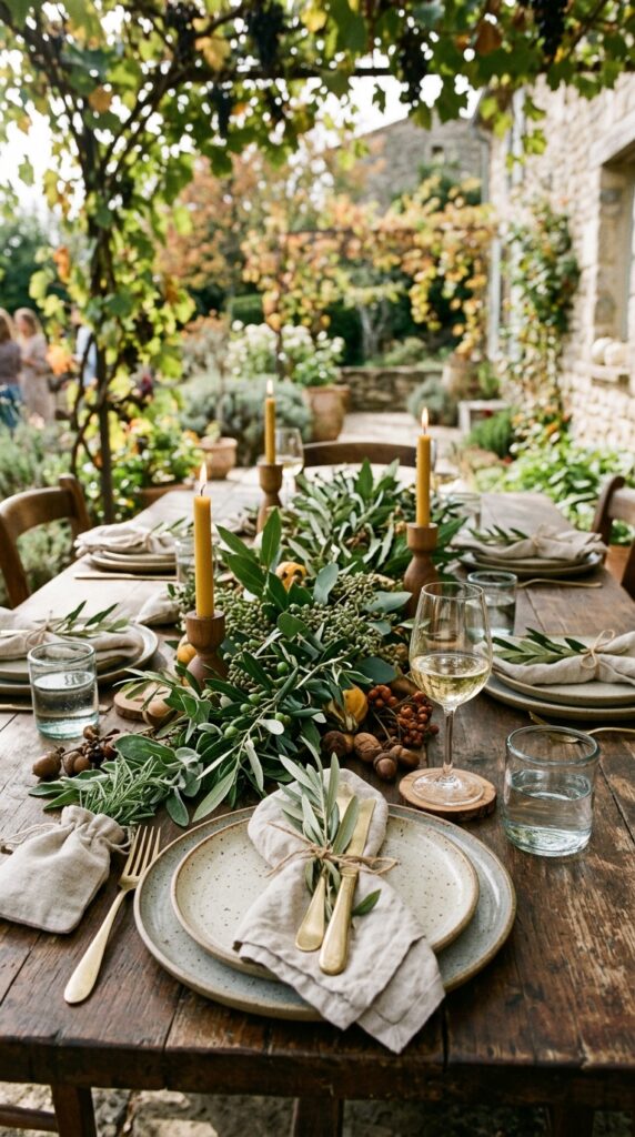 Earthy Green Table Setting