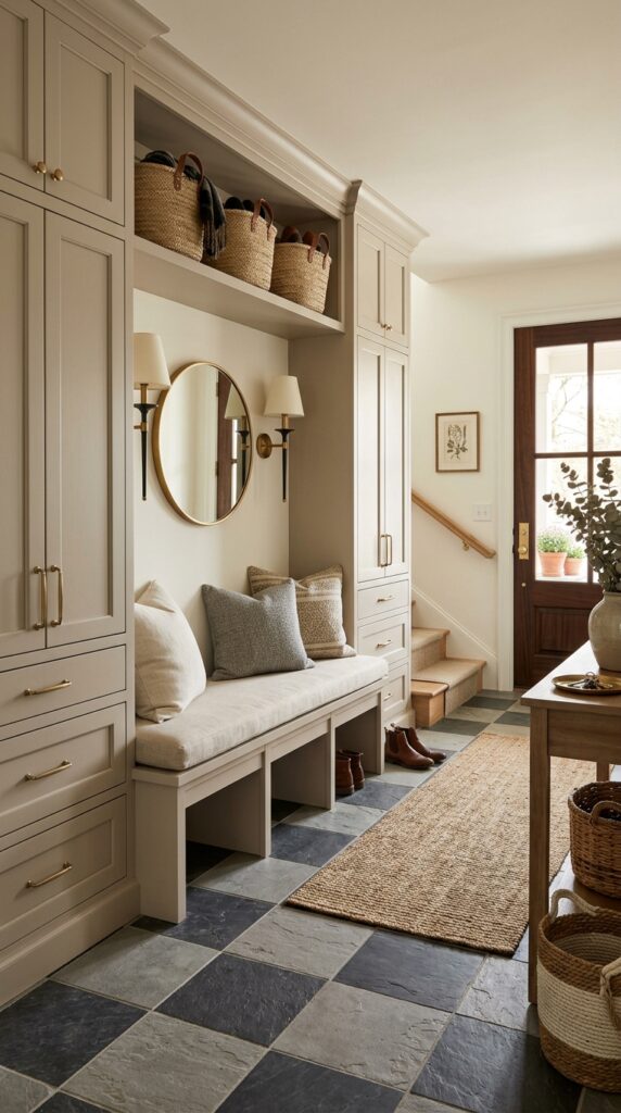 Elegant Slate Entryway Mudroom
