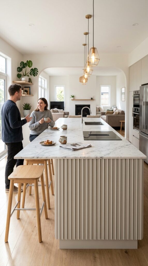 Fluted Island With Seating