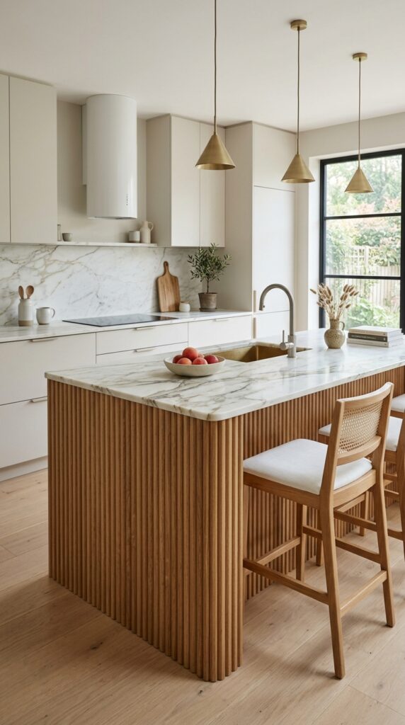 Fluted Wood and Marble