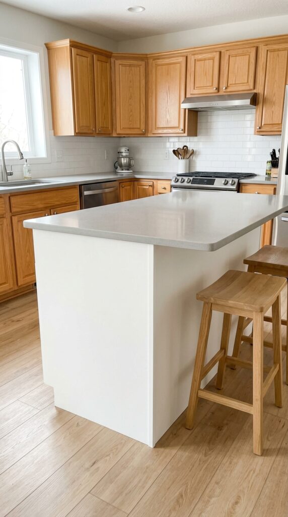 Full Fluted Wood Island