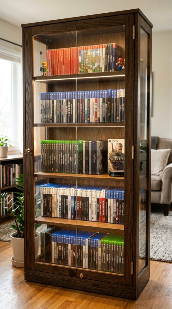 Game Cabinet with Glass Doors