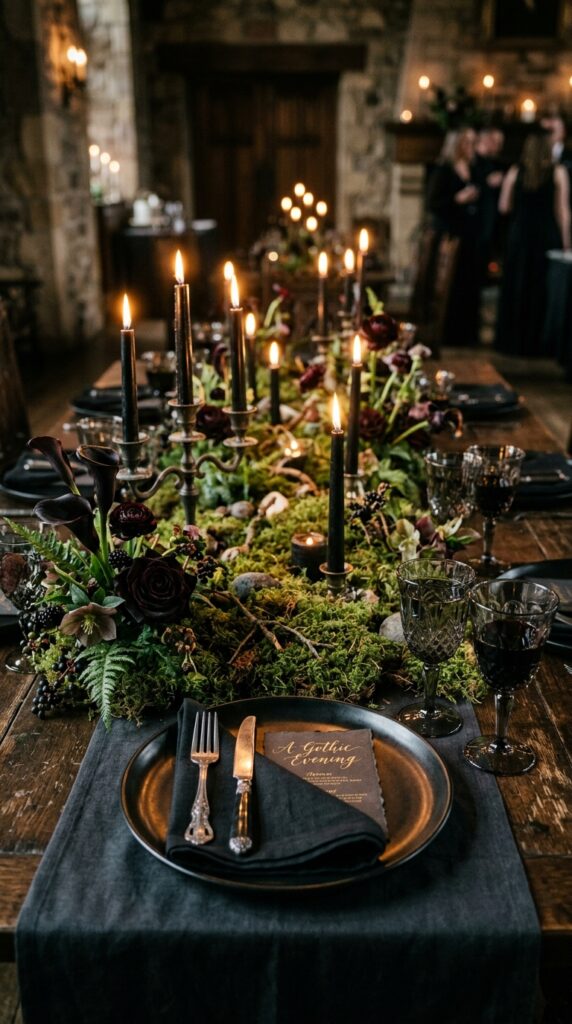 Gothic Moss Table Setting