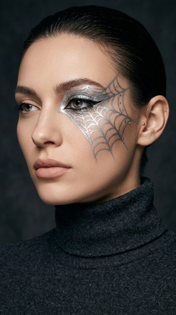 Half-Face Spider Web Makeup