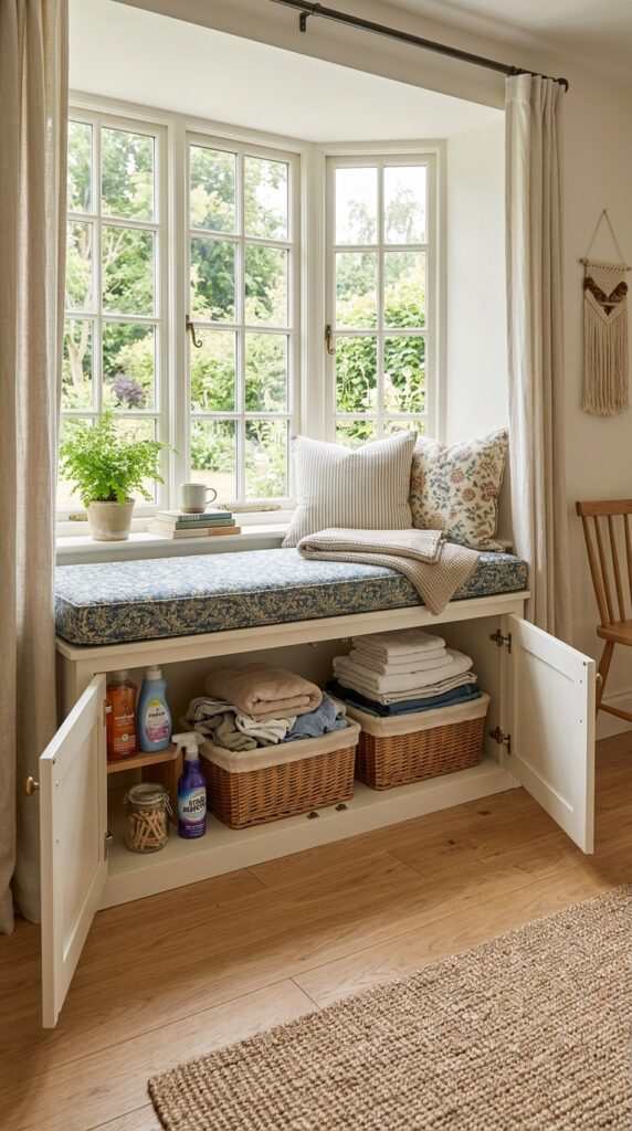 Hidden Hamper in a Window Seat