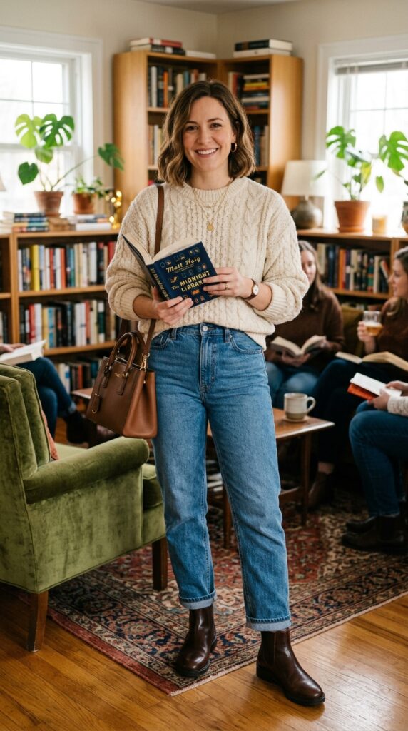  Knit Sweater with Straight-Leg Jeans