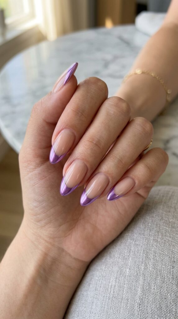 Lavender French Chrome Tips